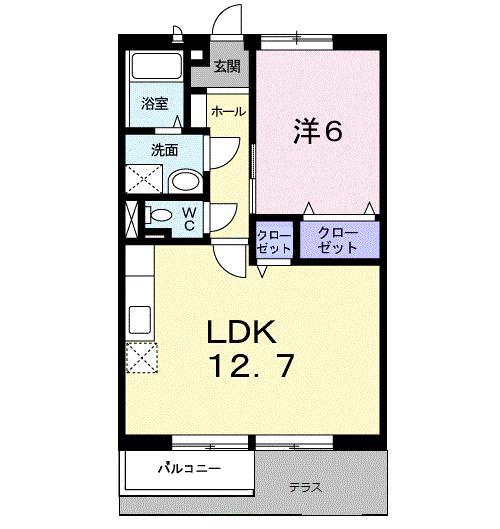 メゾングレースC(1LDK/1階)の間取り写真