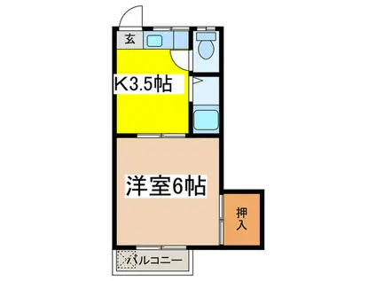 大橋荘(1K/2階)の間取り写真