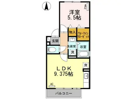 グランシティソレーユII(1LDK/2階)の間取り写真