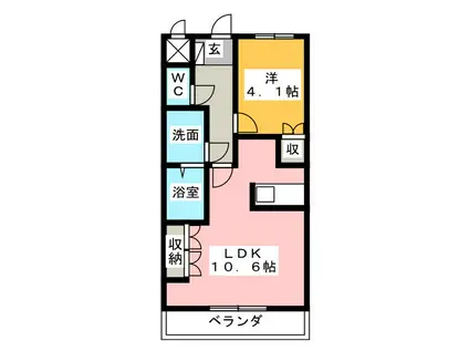 リバティーコート(1LDK/1階)の間取り写真