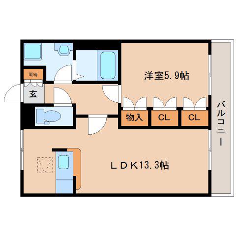 プラムハウスII(1LDK/1階)の間取り写真
