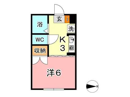 パルティールA棟(1K/2階)の間取り写真
