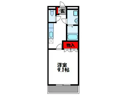 ツインズパル(1K/2階)の間取り写真