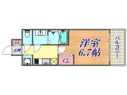 プレサンスKOBEシフォン(1K/3階)の間取り写真