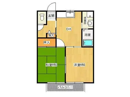 ロイヤルセフィラ(2DK/2階)の間取り写真