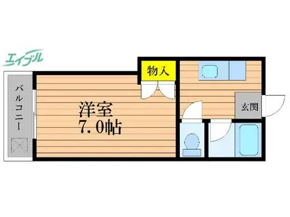 岸本コーポB(1K/2階)の間取り写真