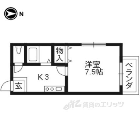 ハイツ里(1K/1階)の間取り写真