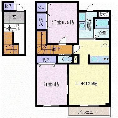 グリーンウッズ(2LDK/2階)の間取り写真