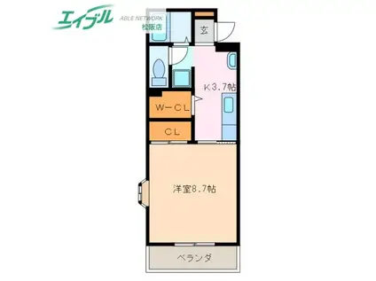 ロイヤルハートピア郷津 B棟(1K/1階)の間取り写真