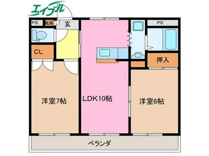 PURESHOO(2LDK/3階)の間取り写真