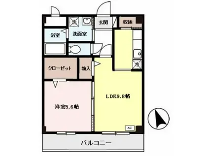 グランドール勝原(1LDK/3階)の間取り写真