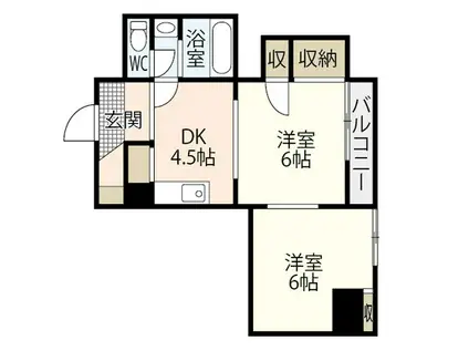 宇品川手ビル(2DK/7階)の間取り写真