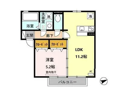 アルペジオ久原A(1LDK/2階)の間取り写真