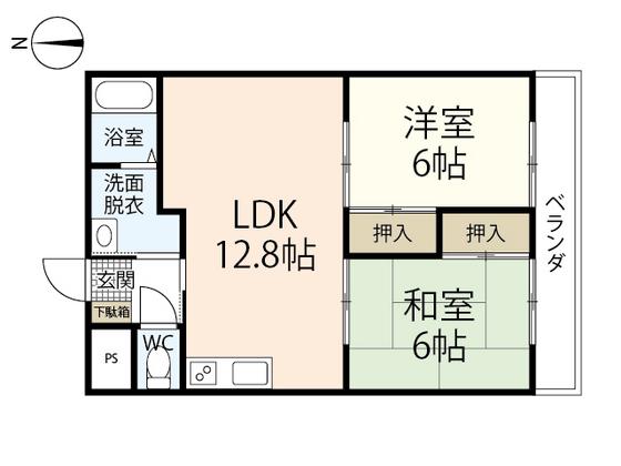 サンピア西原(2LDK/1階)の間取り写真
