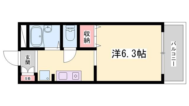 アミスタ花北(1K/2階)の間取り写真