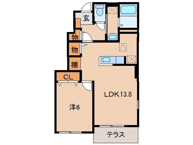 アトランティス(1LDK/1階)の間取り写真