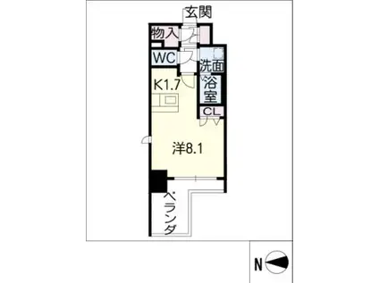 プレサンス錦プレミアム(1K/14階)の間取り写真