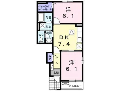クレストールKII(2DK/1階)の間取り写真