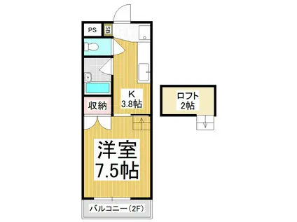 サンリビエール(1K/2階)の間取り写真