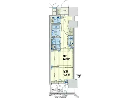 スワンズシティ神戸ウエスト(1DK/9階)の間取り写真