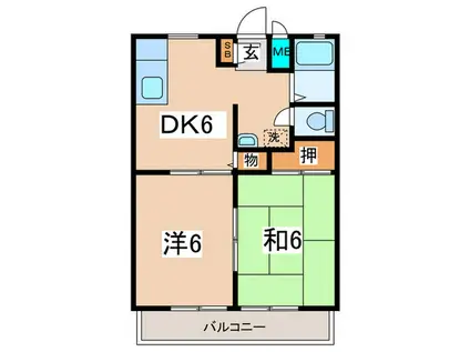 アビニオン(2DK/2階)の間取り写真