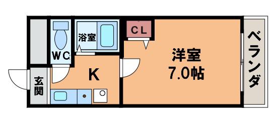マ・メゾン舟尾(1K/4階)の間取り写真
