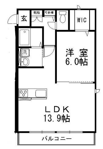 ウィステリア II(1LDK/1階)の間取り写真