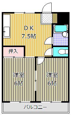 メゾンドクミノ木(2DK/3階)の間取り写真