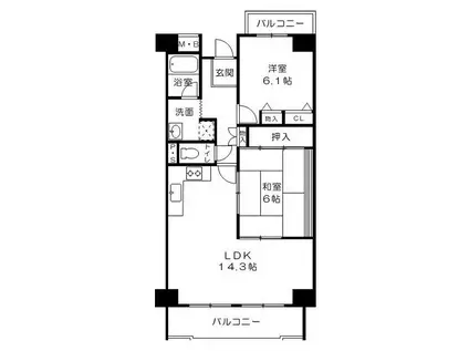 グリーンコーポジェームス山弐番館(2LDK/10階)の間取り写真
