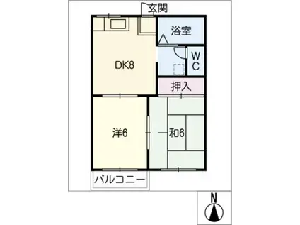 ウィンド新瀬戸(2DK/2階)の間取り写真