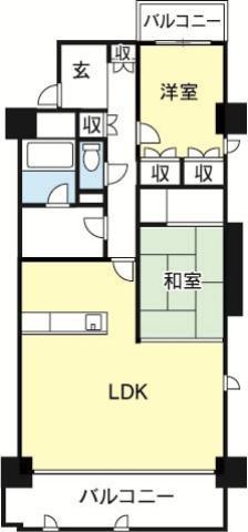 グラン藍場浜(2LDK/2階)の間取り写真