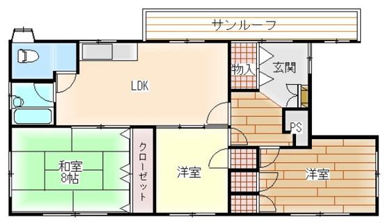 戸井ビル(3LDK/2階)の間取り写真