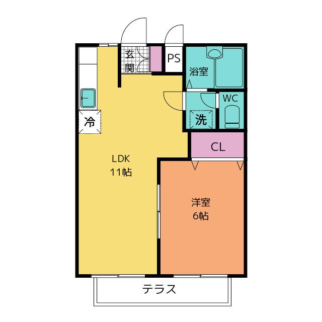 サンハイツ東本郷(1LDK/1階)の間取り写真
