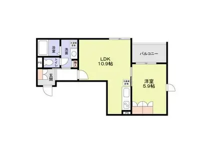 ヒンメルブラウ 野方(1LDK/2階)の間取り写真