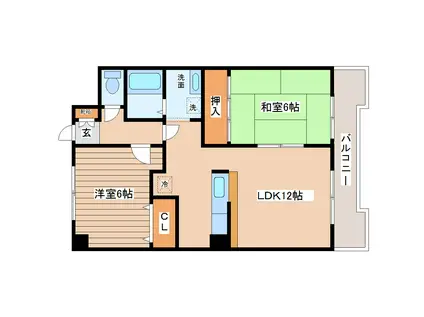 サンヒルズ浮島(2LDK/4階)の間取り写真