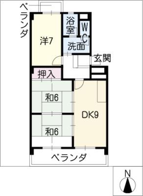 セゾンきさらぎ(3DK/3階)の間取り写真