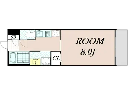 CREST TAPP京都丹波口II(1K/3階)の間取り写真