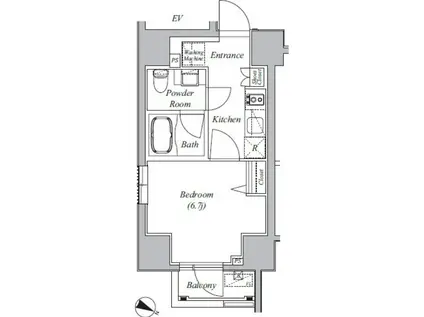 カーサスプレンディッド・ラ・プリュス元赤坂(1K/1階)の間取り写真