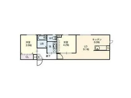 CELENEST高岳(2LDK/1階)の間取り写真