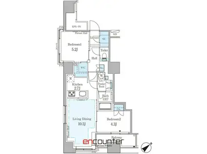 ルビア赤坂(2LDK/2階)の間取り写真