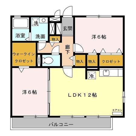 セジュール山の根(2LDK/2階)の間取り写真