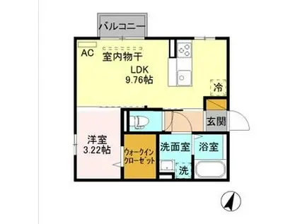 グランドソレイユ B(1LDK/2階)の間取り写真