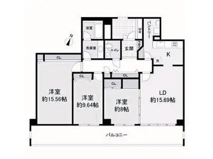 芦屋ロイヤルホームズ(3LDK/2階)の間取り写真