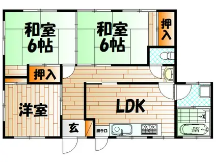 福柳木アパート(3LDK/1階)の間取り写真