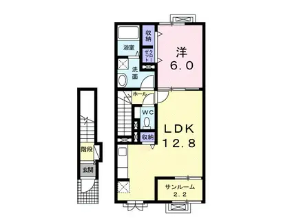シャロームC II(1LDK/2階)の間取り写真