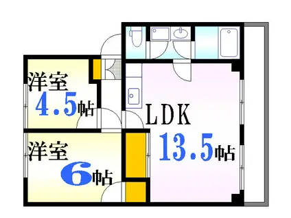 藤ビル(2LDK/3階)の間取り写真