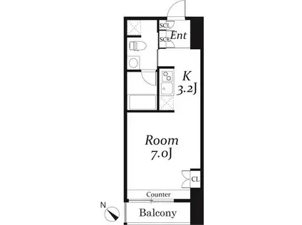 リブシス浦和(1K/4階)の間取り写真