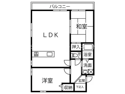 ルーミナスB棟(2LDK/2階)の間取り写真