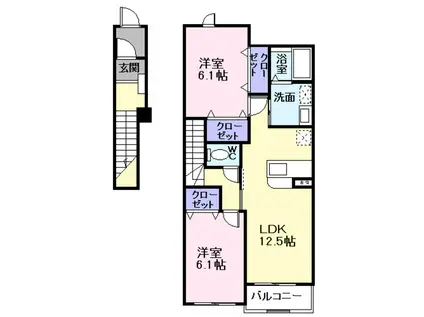 ベルメゾン(2LDK/2階)の間取り写真