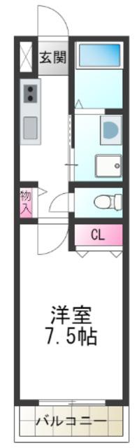 アジュール石津(1K/1階)の間取り写真